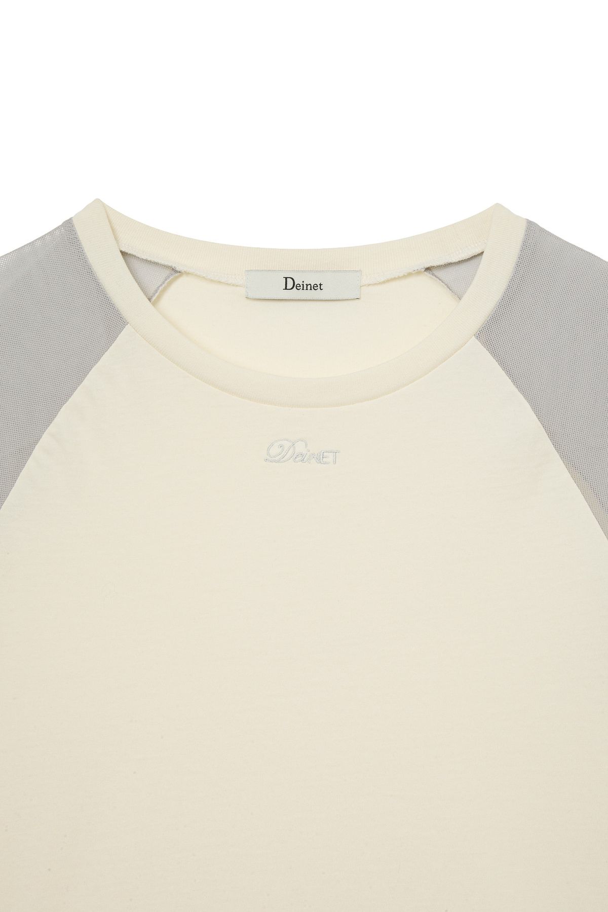 다이닛(DEINET) MESH CONTRAST RAGLAN T-SHIRT IN LIGHT YELLOW