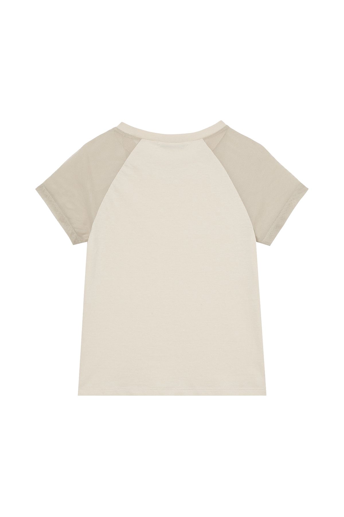 다이닛(DEINET) MESH CONTRAST RAGLAN T-SHIRT IN BEIGE