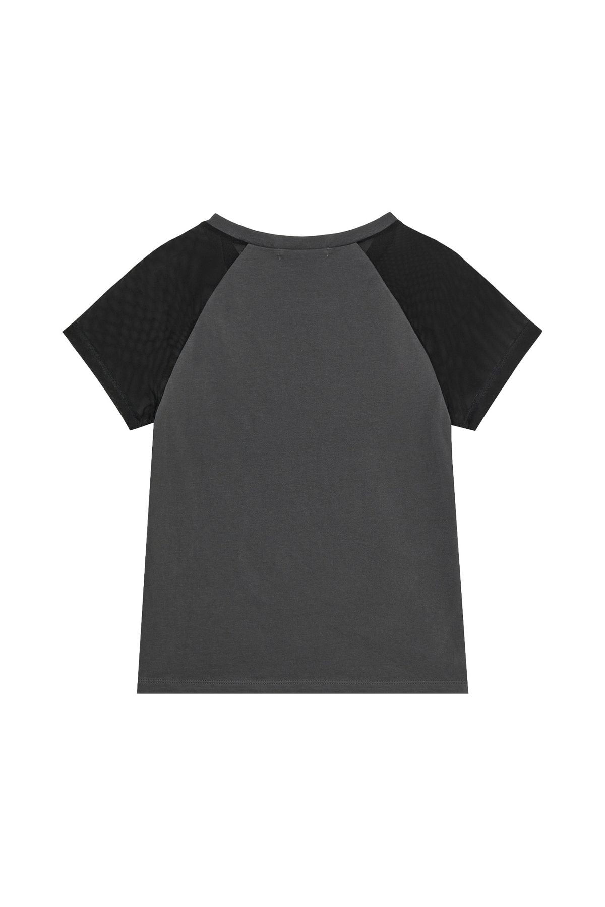 다이닛(DEINET) MESH CONTRAST RAGLAN T-SHIRT IN CHARCOAL