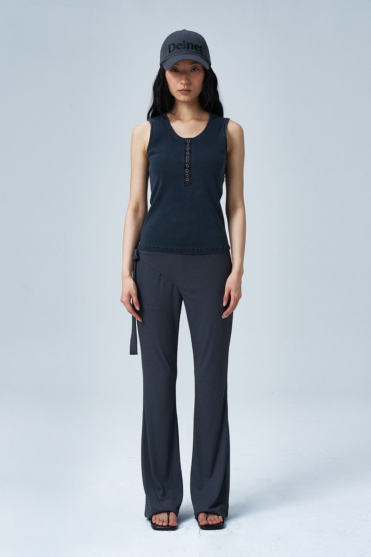 다이닛(DEINET) JERSEY WRAP PANTS IN DARK GREY