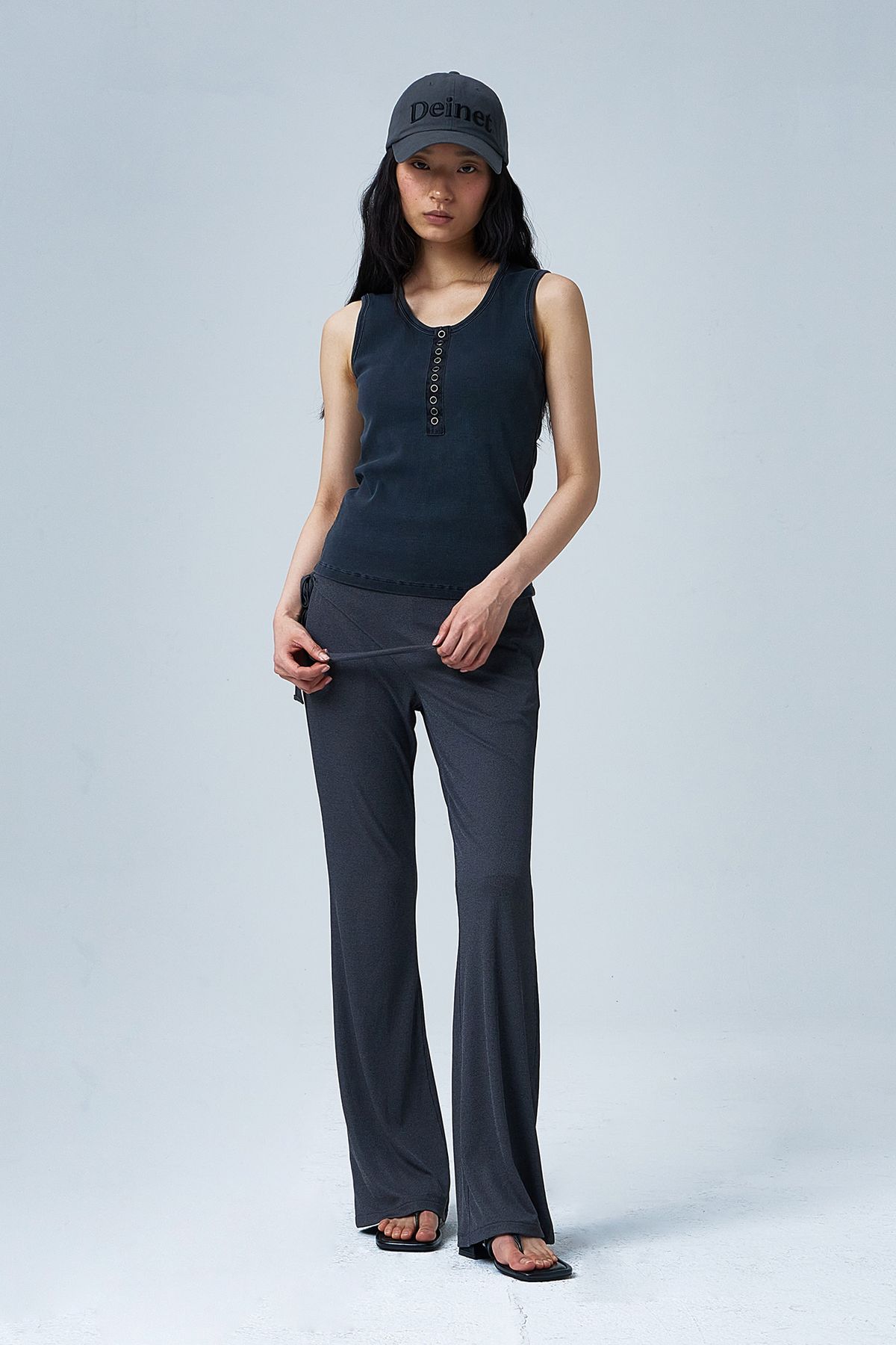 다이닛(DEINET) JERSEY WRAP PANTS IN DARK GREY