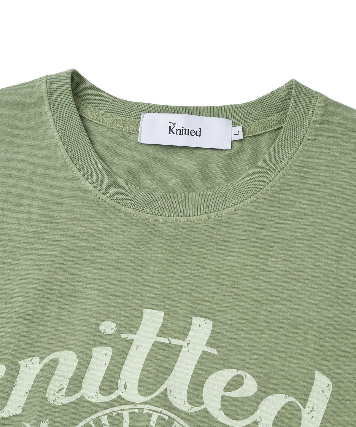 니티드(KNITTED) (UNISEX) 피그먼트 팜트리 그래픽 티셔츠 WASHING GREEN