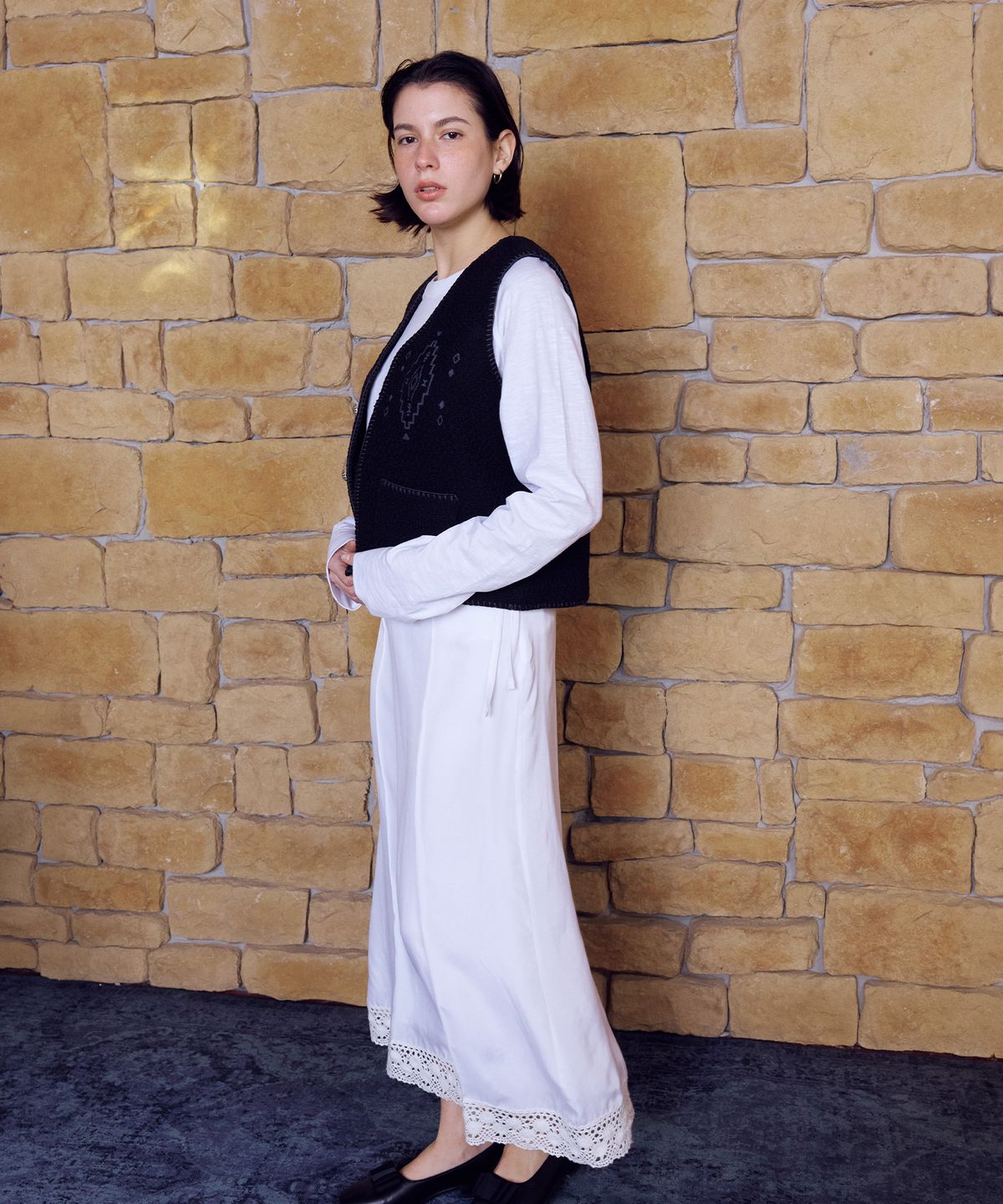 프리터(FRITUR) Satin Pintuck Maxi Skirt White_F262SK01