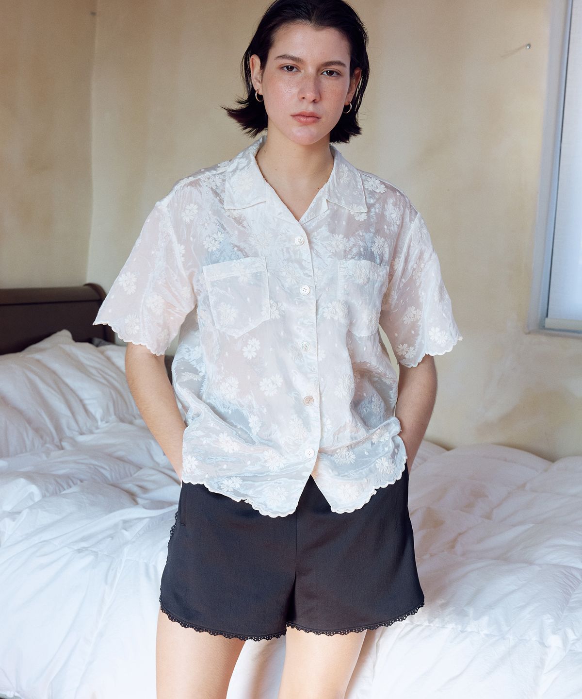 프리터(FRITUR) Lace Short Pants Black_F262PT05