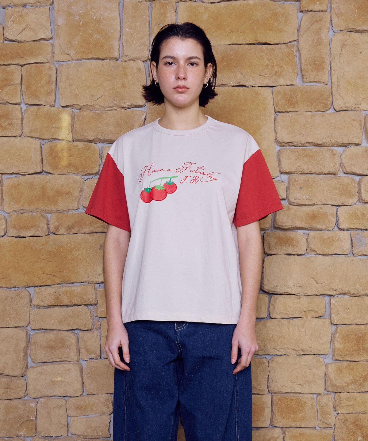 프리터(FRITUR) Cherry Tomato T-Shirt Light beige_F262TS01