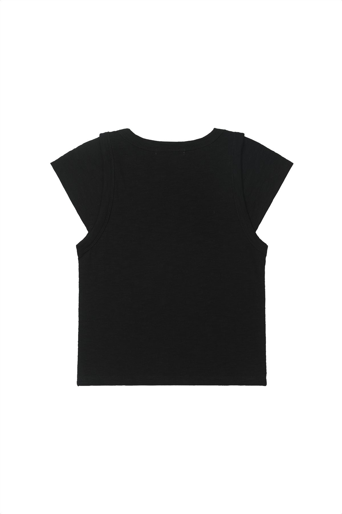다이닛(DEINET) SLUB CAP SLEEVE T-SHIRT IN BLACK