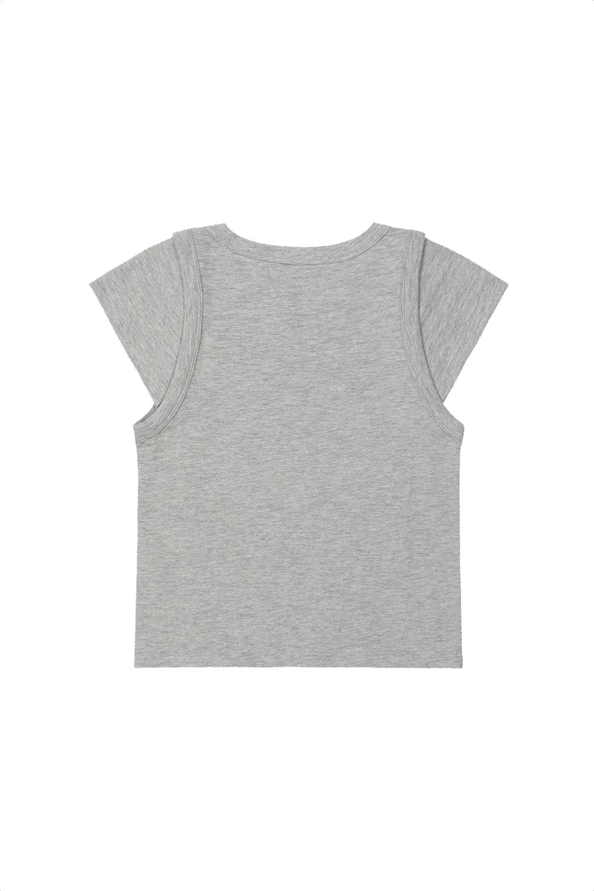 다이닛(DEINET) SLUB CAP SLEEVE T-SHIRT IN GREY
