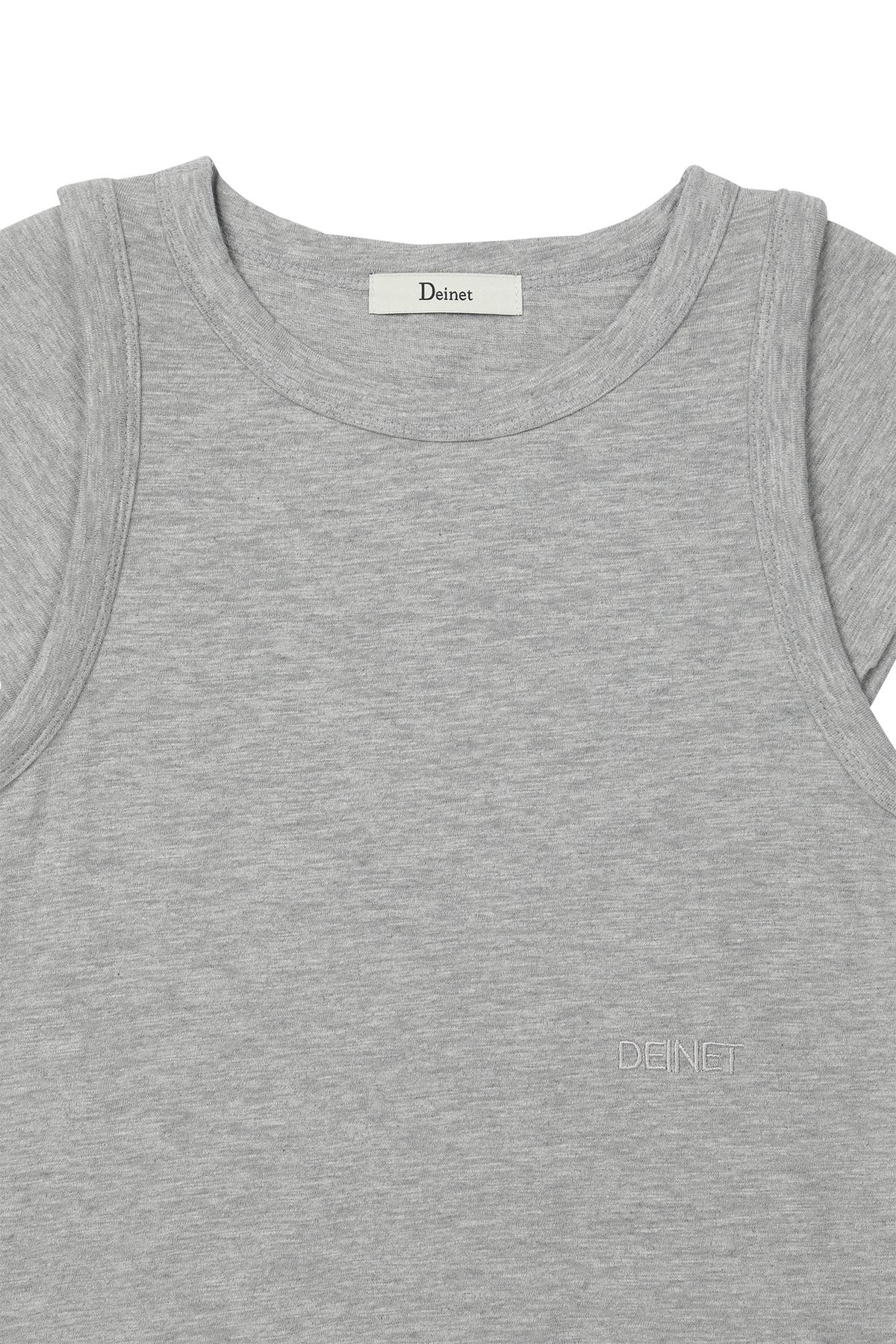 다이닛(DEINET) SLUB CAP SLEEVE T-SHIRT IN GREY