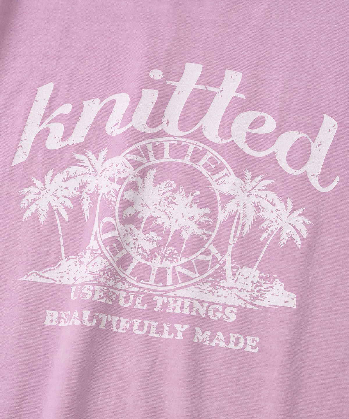 니티드(KNITTED) (UNISEX) 피그먼트 팜트리 그래픽 티셔츠 WASHING PINK