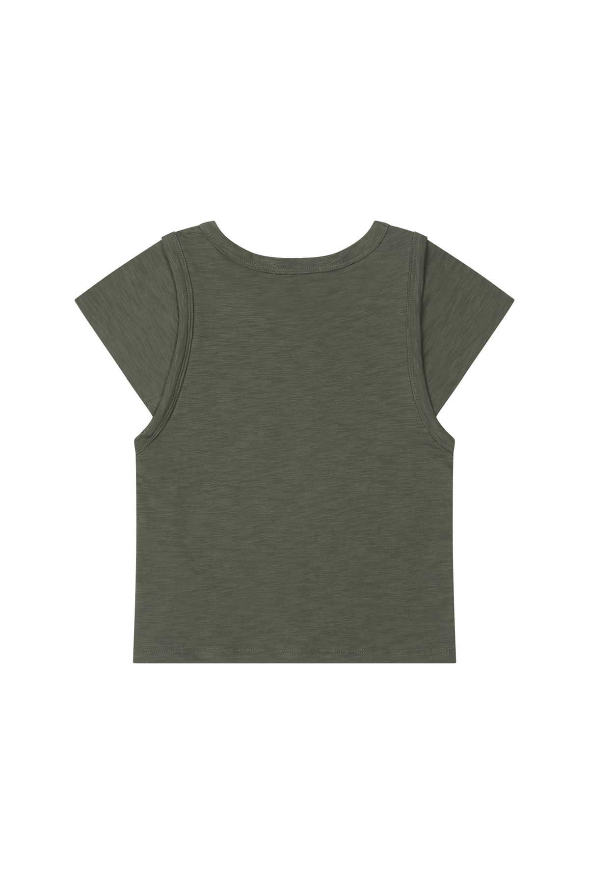 다이닛(DEINET) SLUB CAP SLEEVE T-SHIRT IN KHAKI