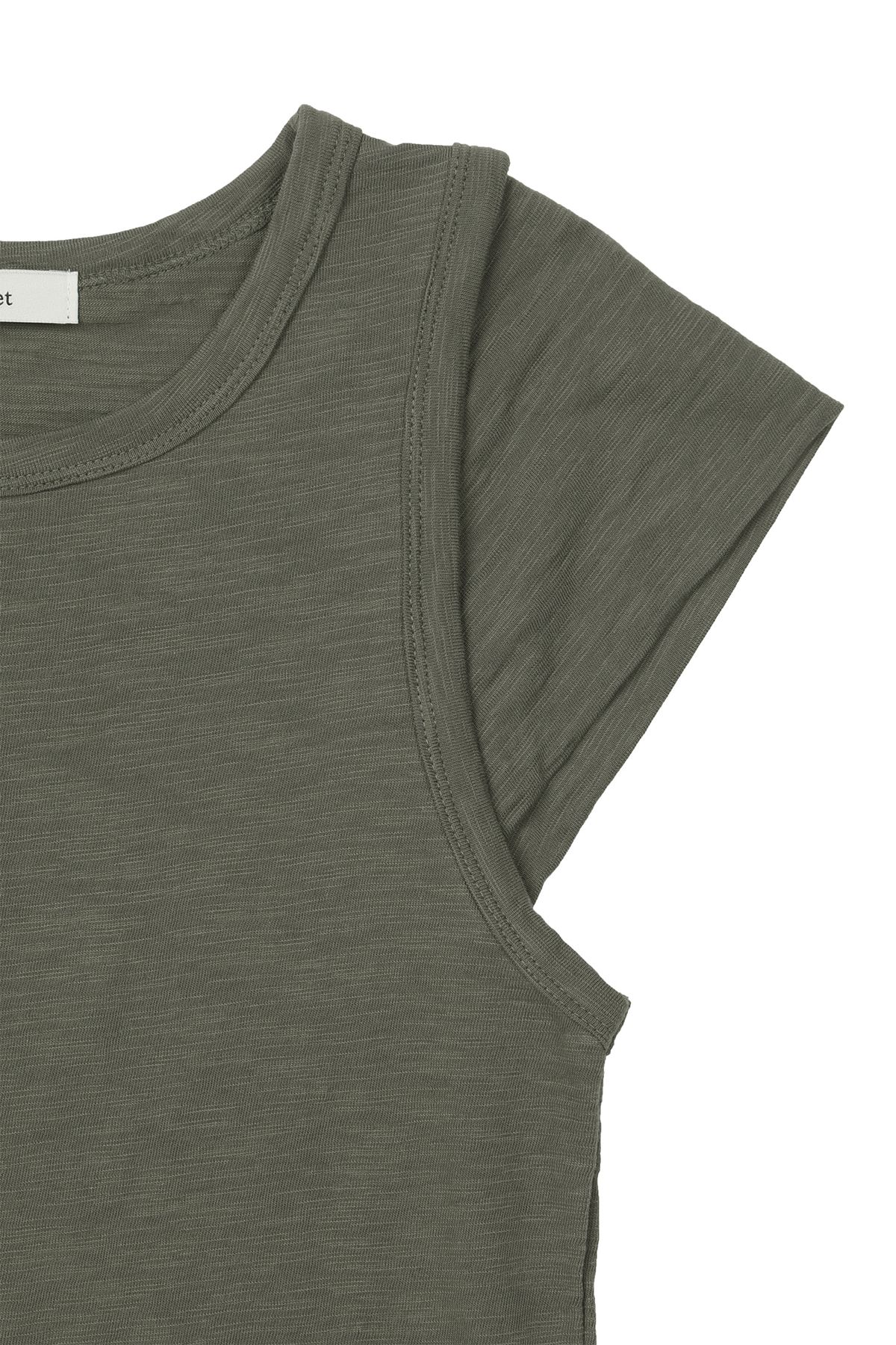 다이닛(DEINET) SLUB CAP SLEEVE T-SHIRT IN KHAKI