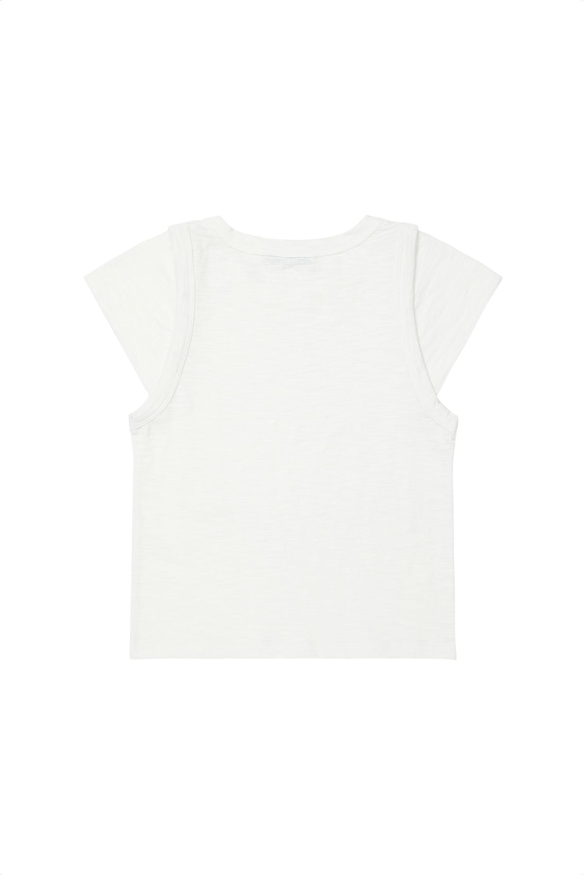 다이닛(DEINET) SLUB CAP SLEEVE T-SHIRT IN WHITE