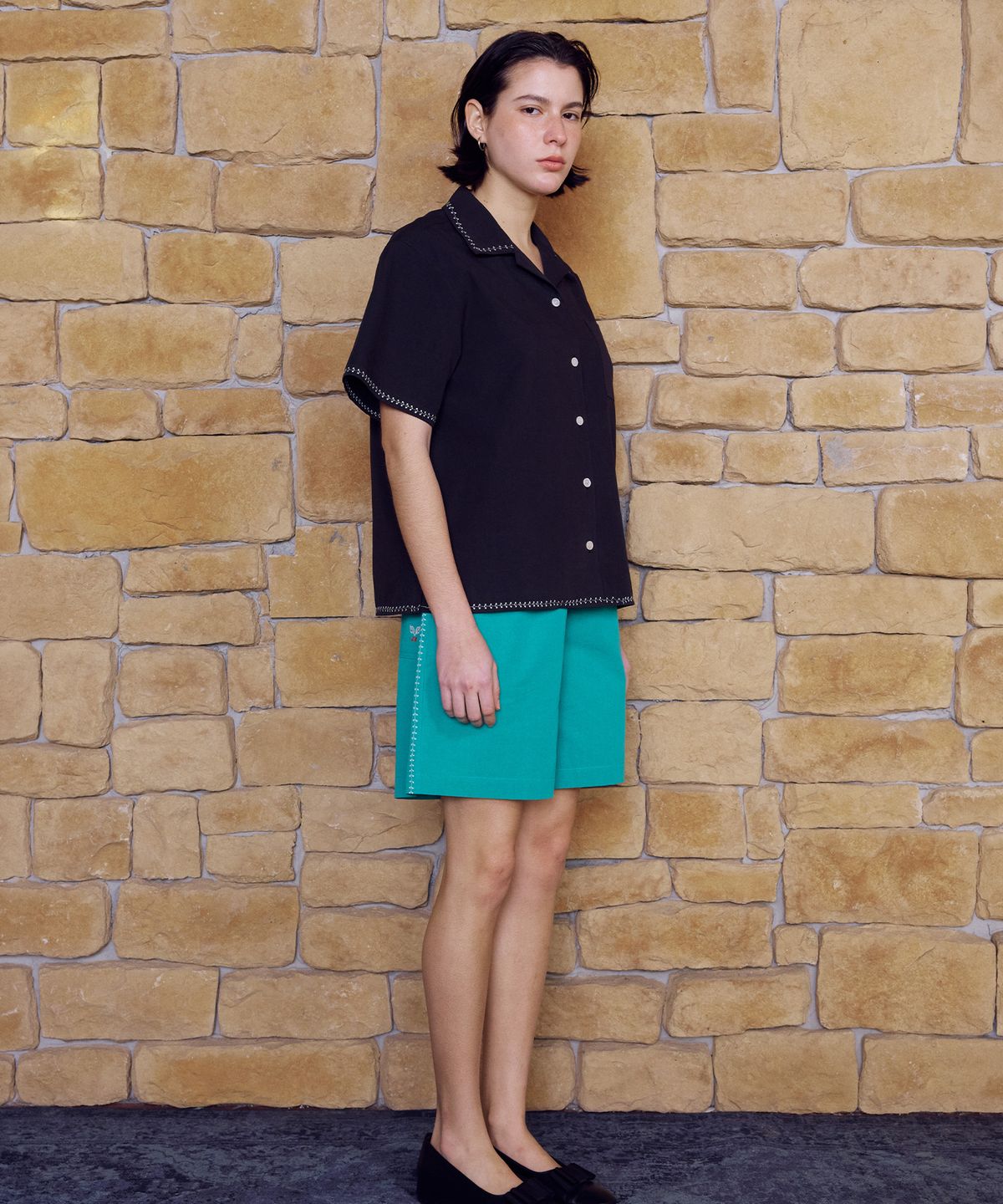프리터(FRITUR) Pocket Embroidered Shirt Black_F262SH02