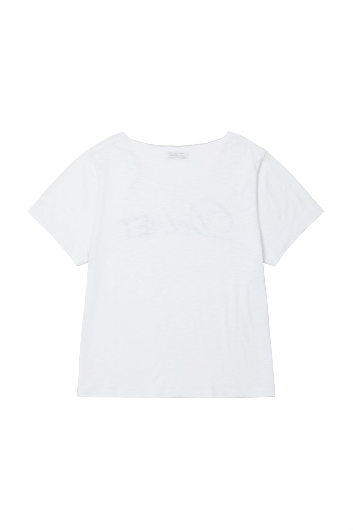 다이닛(DEINET) OFF SHOULDER GRAPHIC T-SHIRT IN WHITE