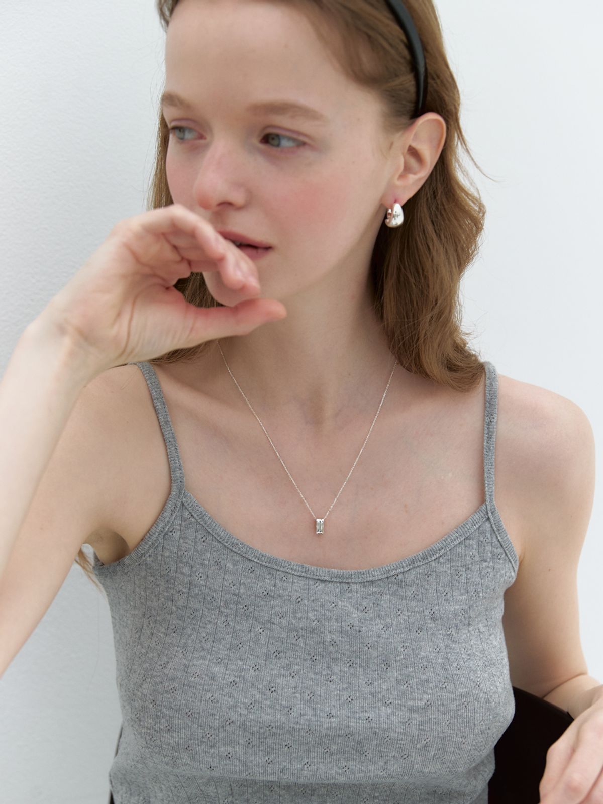 미메시(MIMESI) [925 silver] Melting Ring Necklace