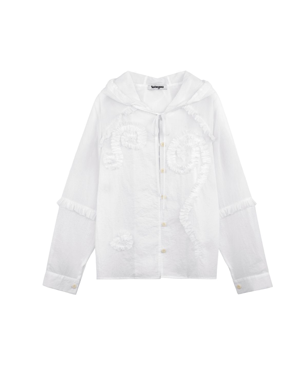 라츠유(LOTSYOU) LOTSYOU_Whisper Hood Shirt WHITE