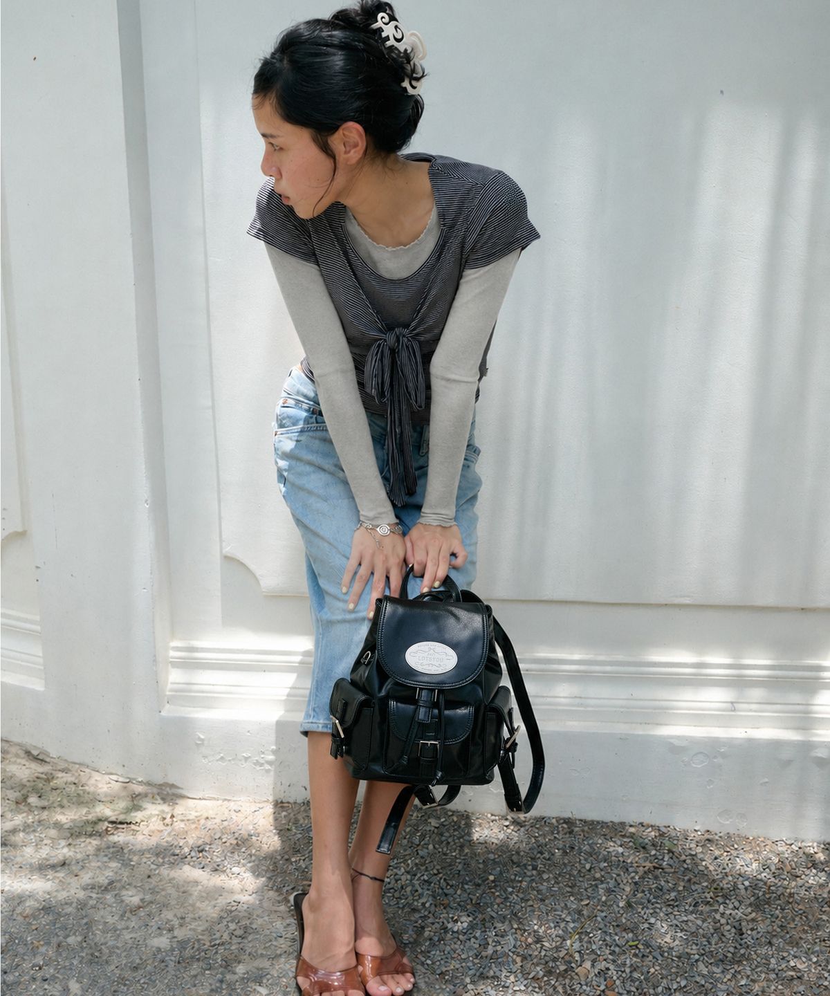 라츠유(LOTSYOU) [Leather] Nostalgia Twinkle Backpack BLACK