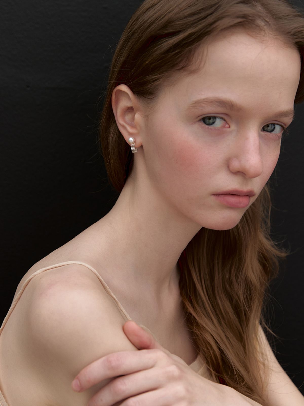 미메시(MIMESI) [925 silver] Ball Band Chain Earring (pearl)