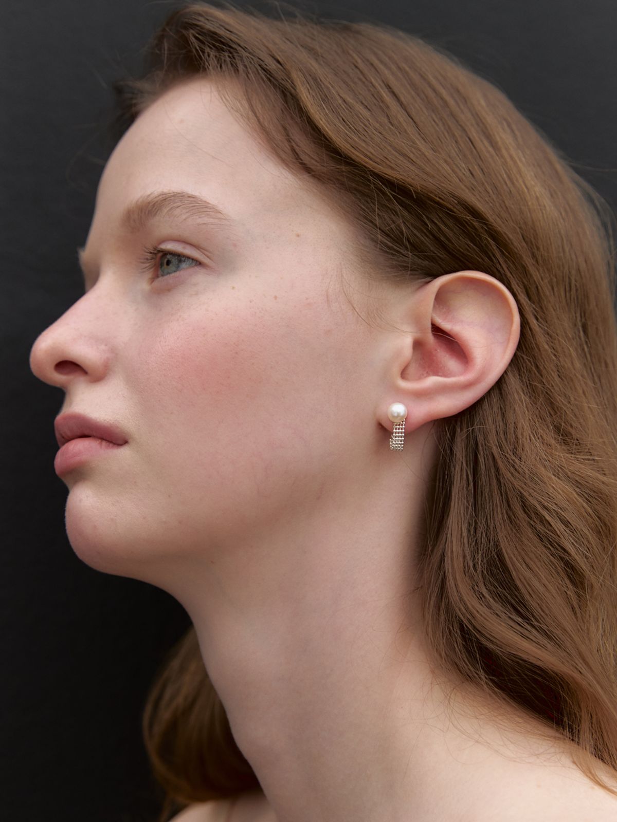 미메시(MIMESI) [925 silver] Ball Band Chain Earring (pearl)