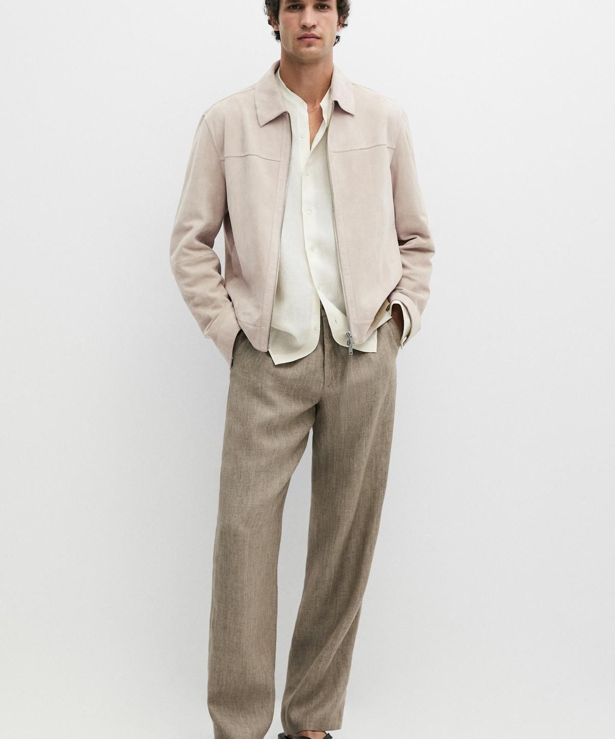 마시모두띠(MASSIMO DUTTI) 스웨이드 레더 칼라 자켓