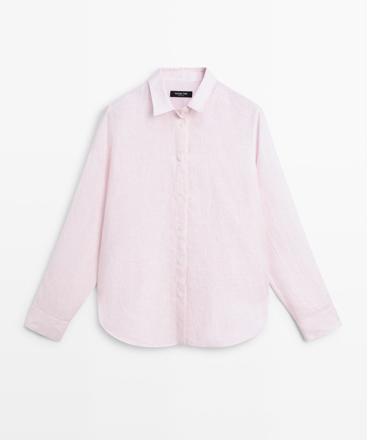 마시모두띠(MASSIMO DUTTI) 100% 린넨 스트라이프 디테일 셔츠