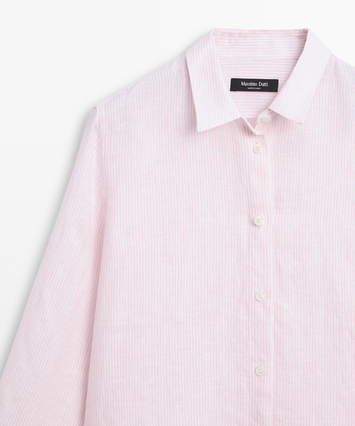 마시모두띠(MASSIMO DUTTI) 100% 린넨 스트라이프 디테일 셔츠