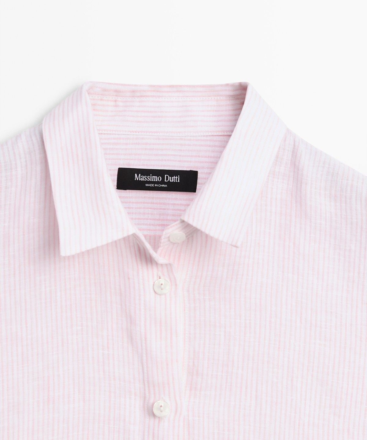 마시모두띠(MASSIMO DUTTI) 100% 린넨 스트라이프 디테일 셔츠