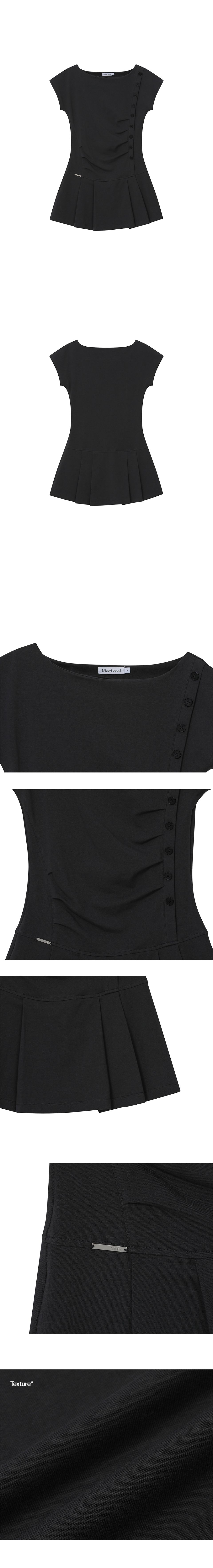 MUSINSA | MISEKI SEOUL Pleats button mini onepiece BLACK
