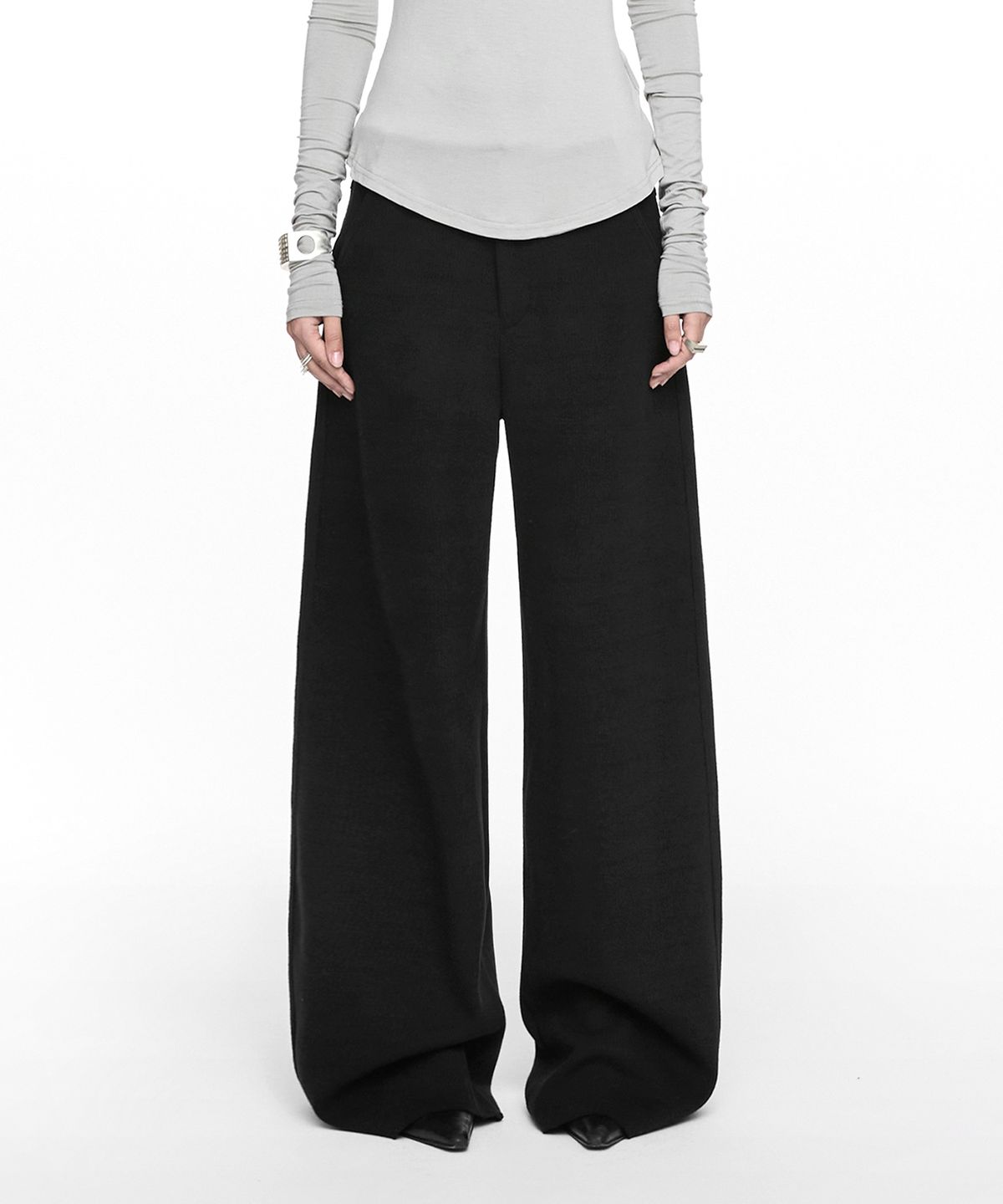 나체(NACHE) BASIC KNIT WIDE PANTS BEIGE