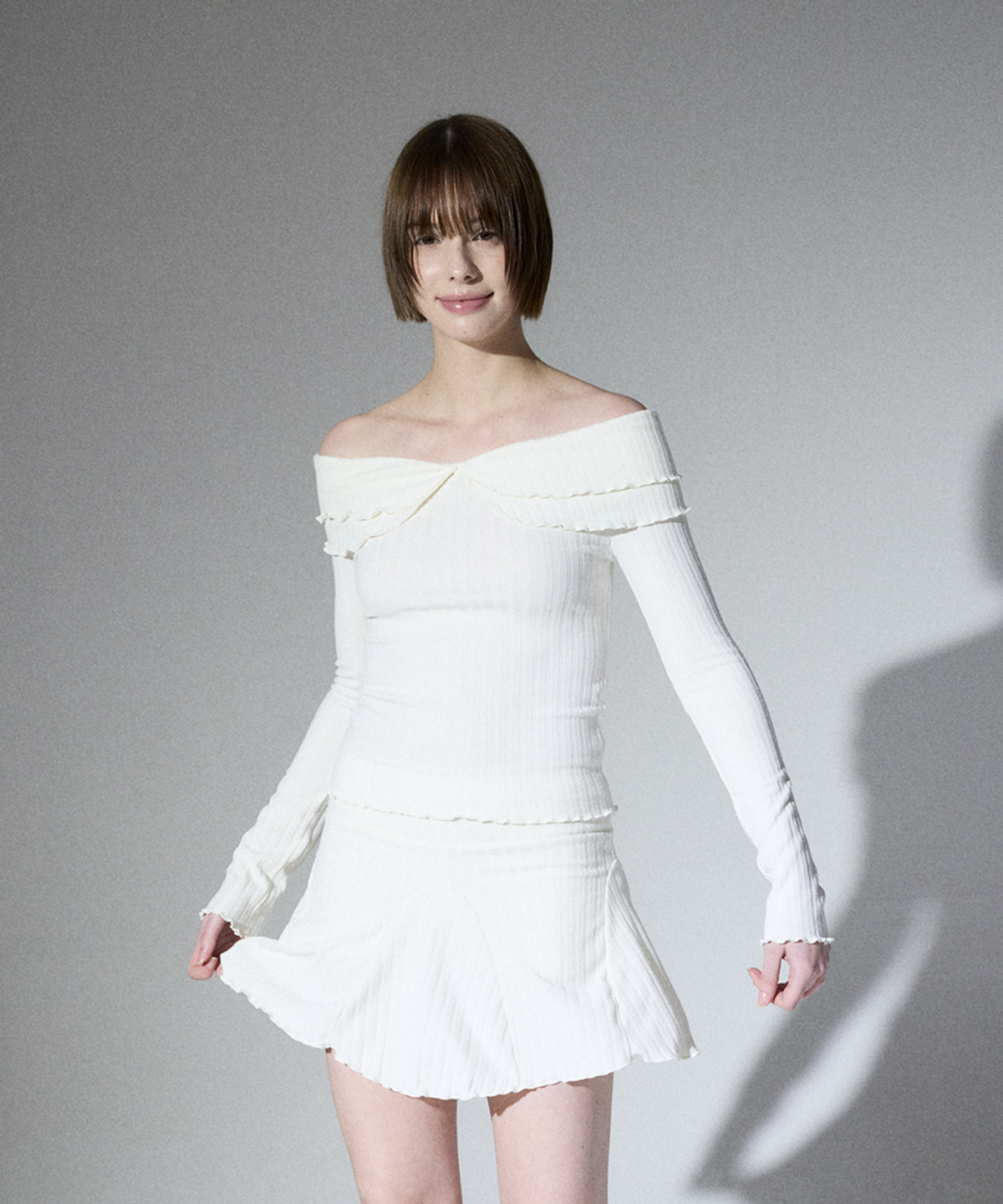 알리에나(ALIENAR) Double ruffle skirt (WH)