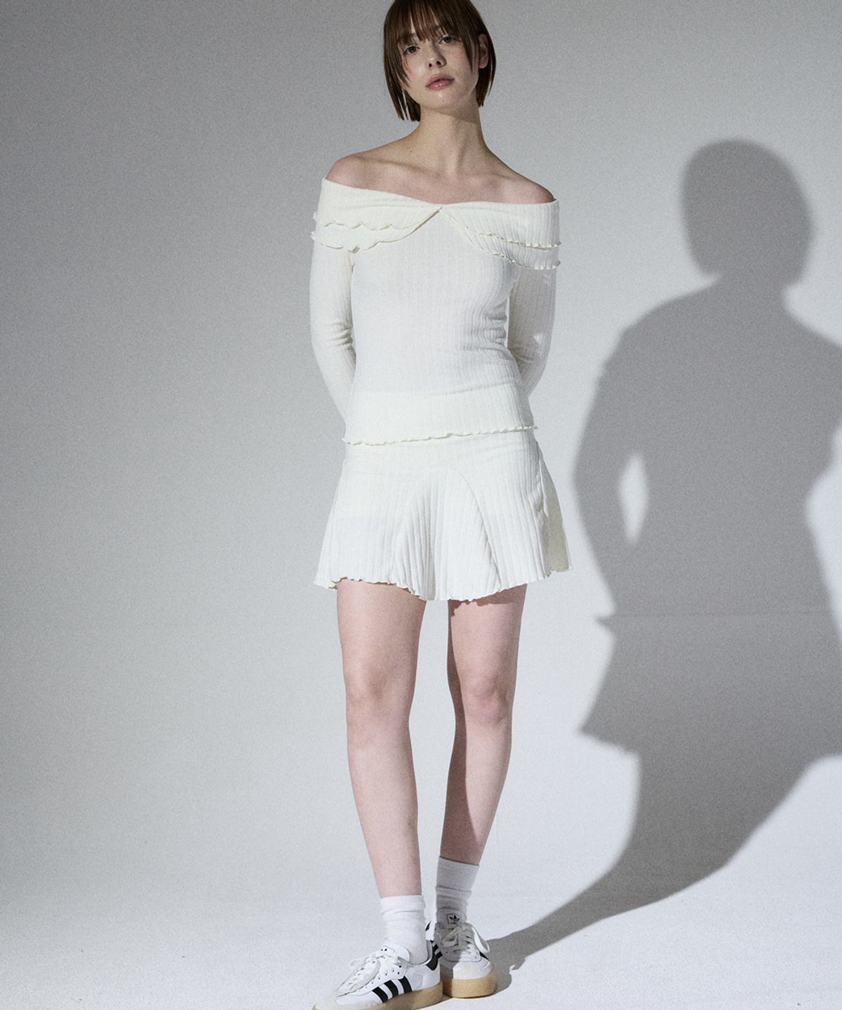 알리에나(ALIENAR) Double ruffle skirt (WH)