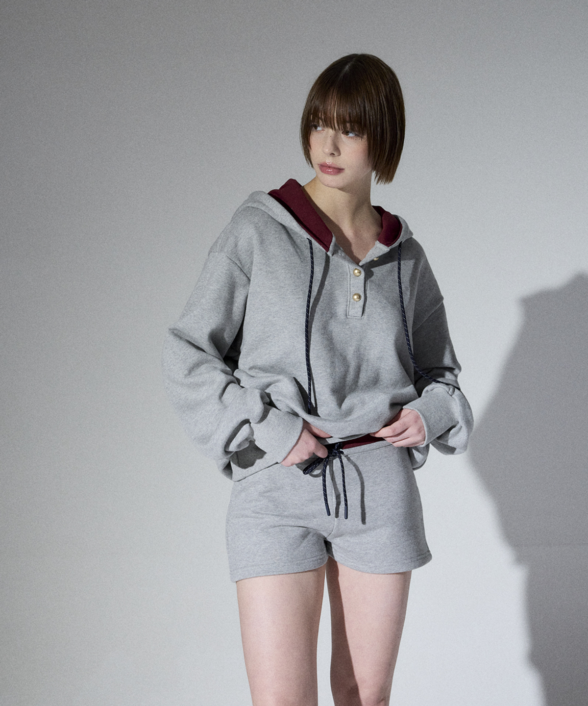 알리에나(ALIENAR) burgundy coloration Sweat set-up