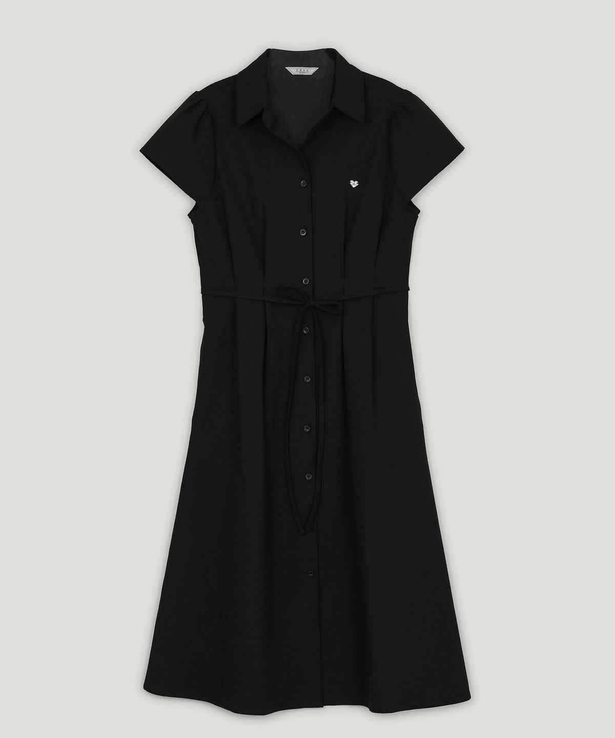 트위(TWEE) 디링 오픈 카라 시어서커 핀턱 롱 원피스