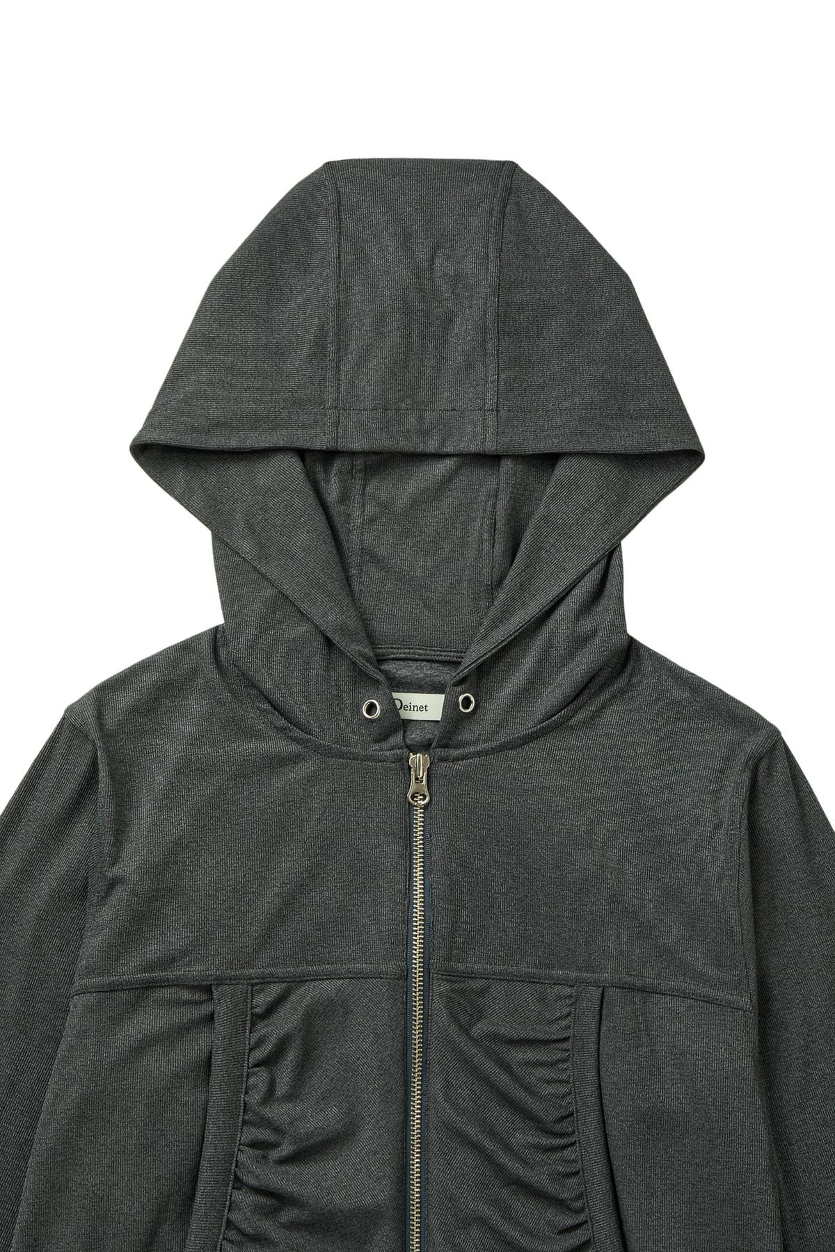 다이닛(DEINET) SHIRRING HOOD ZIP UP IN DARK GREY