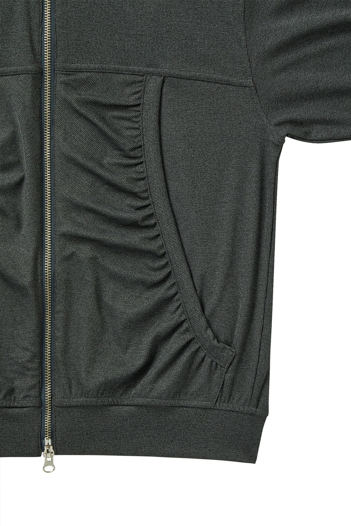 다이닛(DEINET) SHIRRING HOOD ZIP UP IN DARK GREY