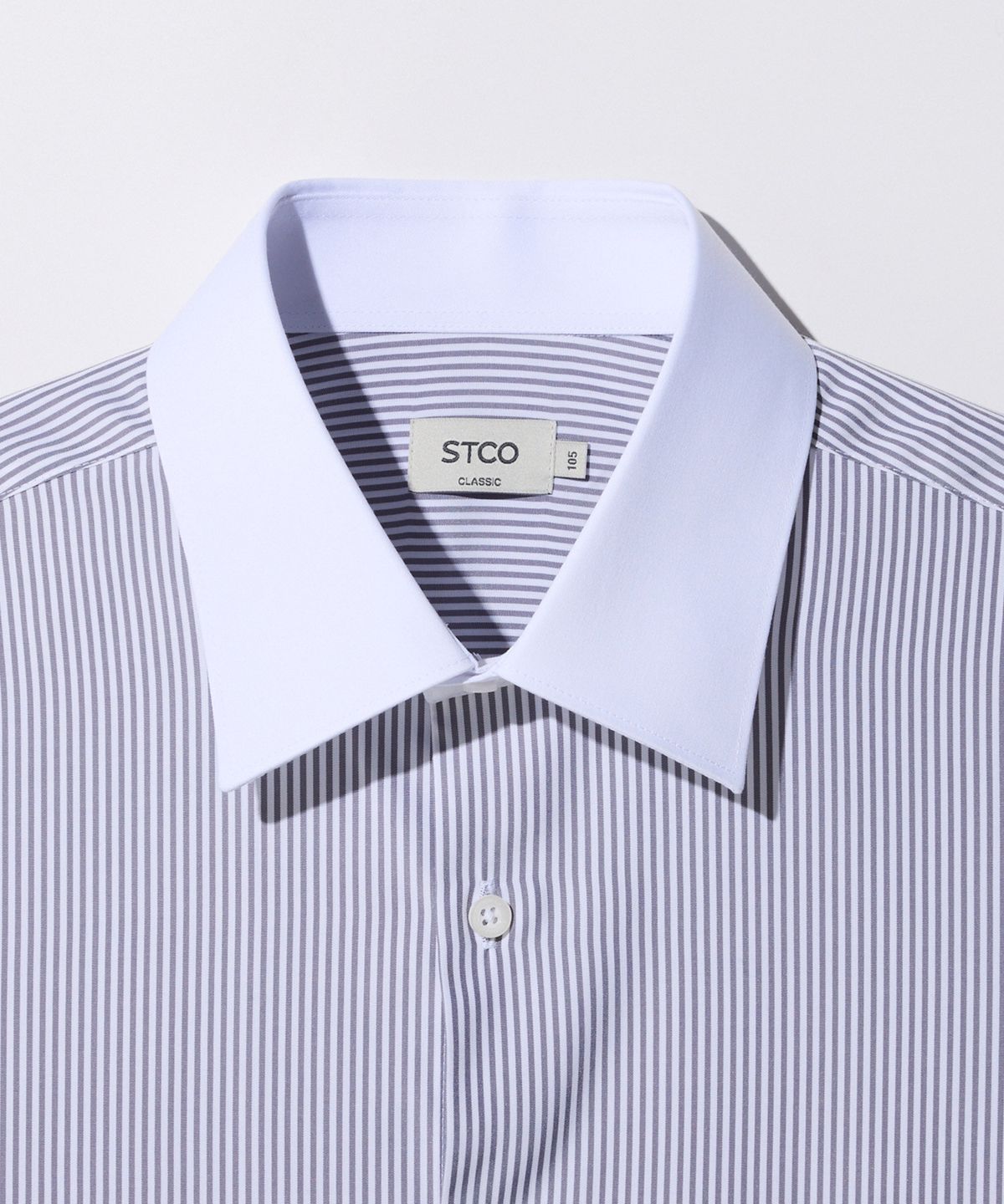 에스티코(STCO) [툭] 소프트 터치 스트라이프 클레릭 셔츠_그레이 (클래식핏)_SDSXA57CTG
