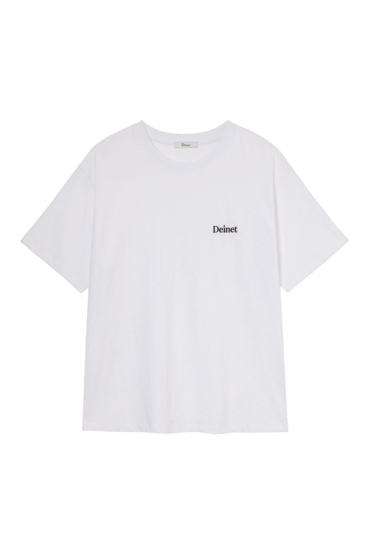 다이닛(DEINET) LOGO EMBROIDERY OVERSIZED T-SHIRT IN WHITE