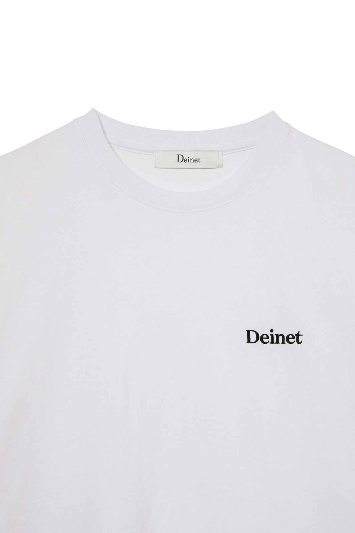 다이닛(DEINET) LOGO EMBROIDERY OVERSIZED T-SHIRT IN WHITE