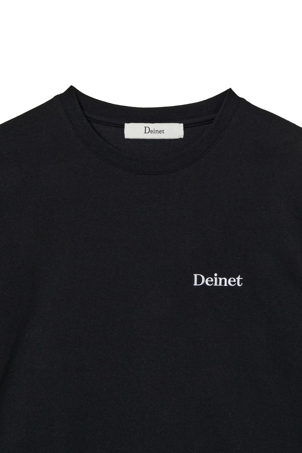 다이닛(DEINET) LOGO EMBROIDERY OVERSIZED T-SHIRT IN BLACK