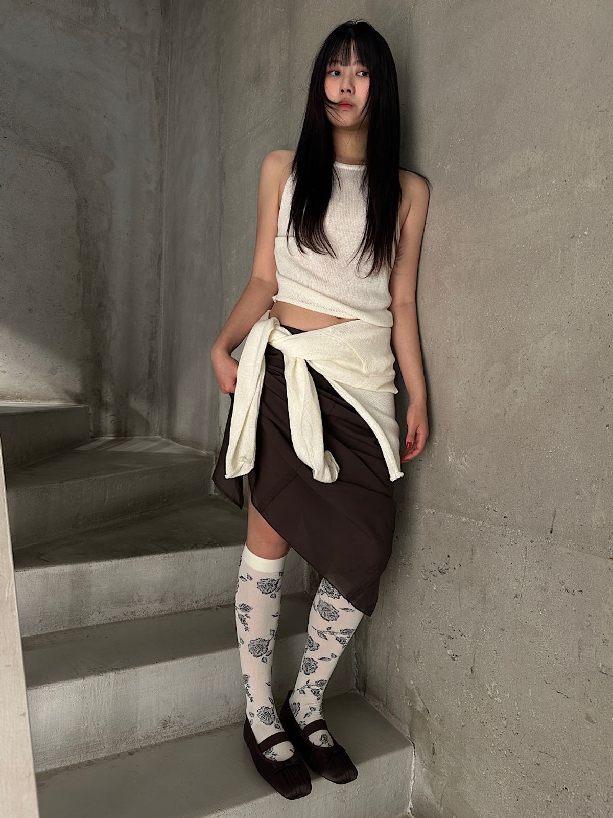 아포엠(APOEM) Flower Sheer Knee Socks(2C)