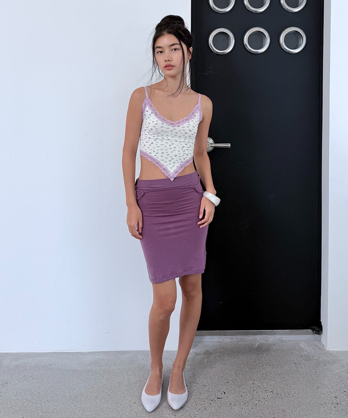 오도어(ODOR) Romance flower sleeveless - White