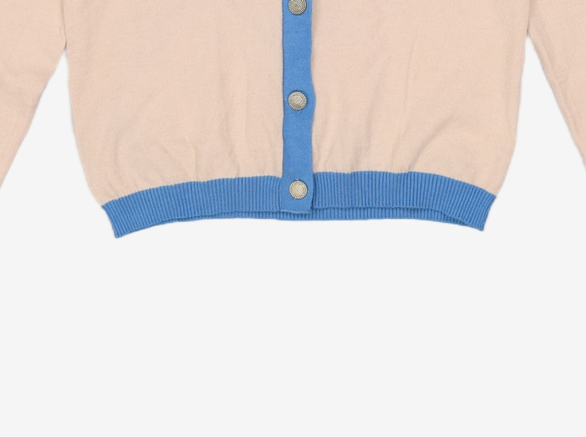 미쏘(MIXXO) V넥 보석단추 배색 가디건 MIWCKAT2QT S