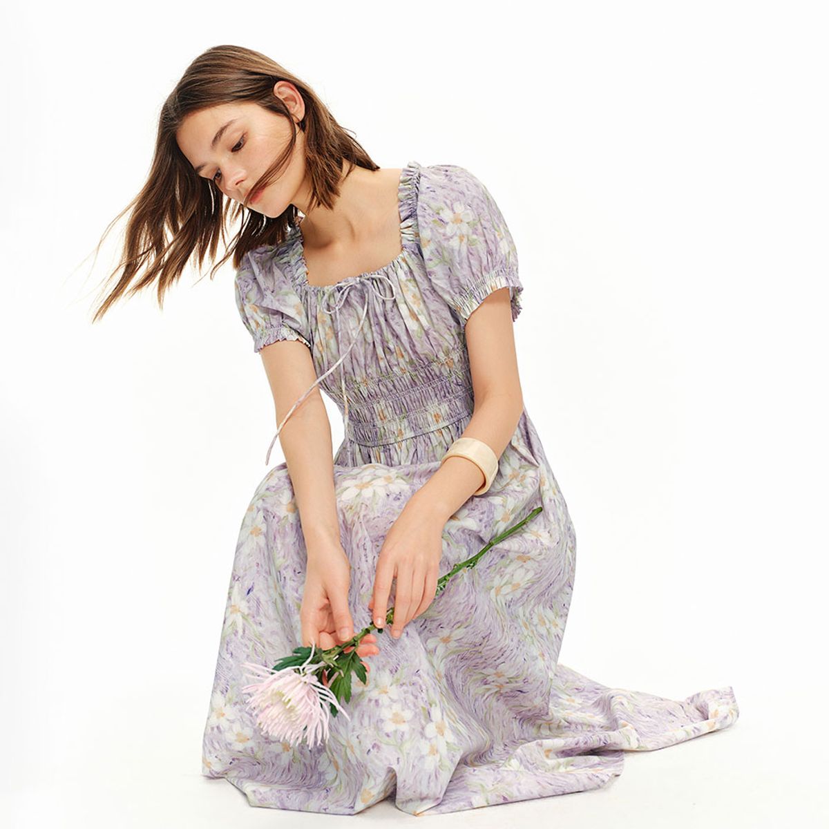 에이앤레이(AEIREI) AR_Floral smocked midi dress