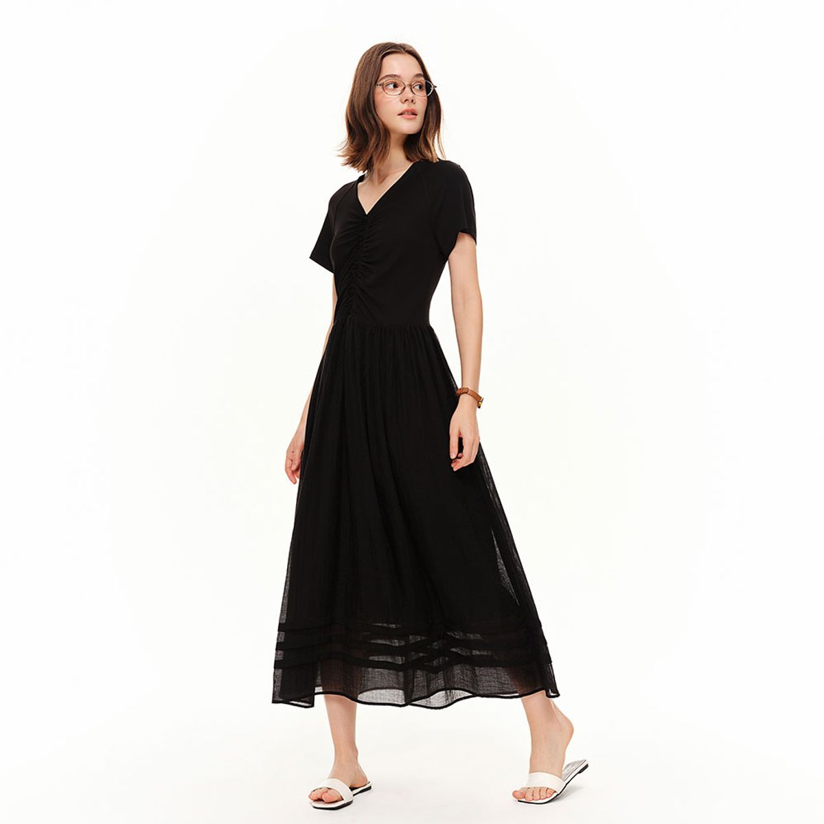 에이앤레이(AEIREI) AR_Simple v-neck short sleeve dress