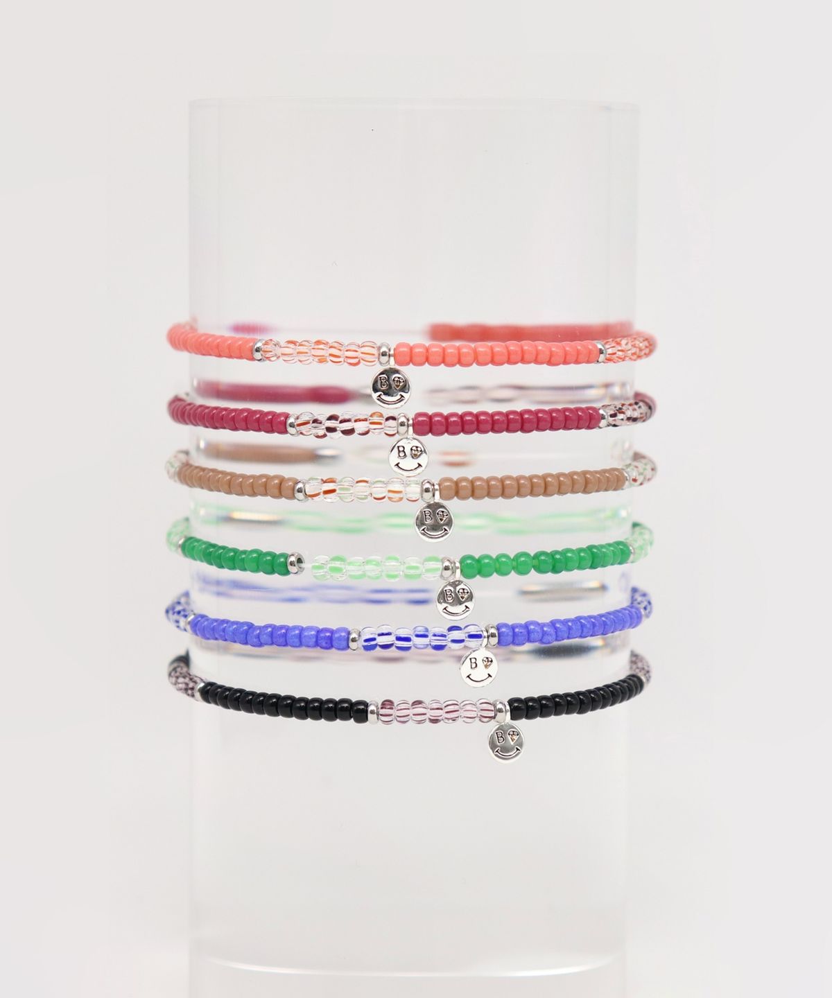 봉보(BONBEAU) Color stripe mix beads Bracelet 투명 스트라이프 컬러 믹스 비즈 팔찌