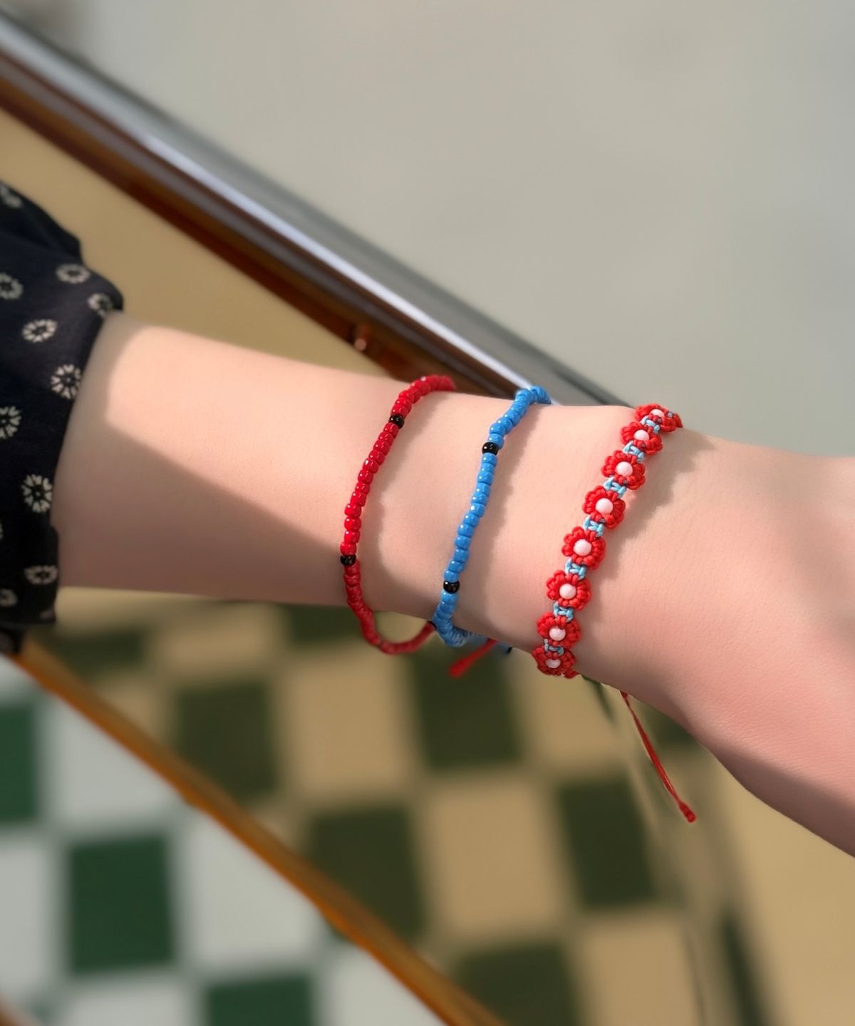 봉보(BONBEAU) Clover key point daily beads Bracelet 미니 클로버 키 참 컬러 비즈 팔찌