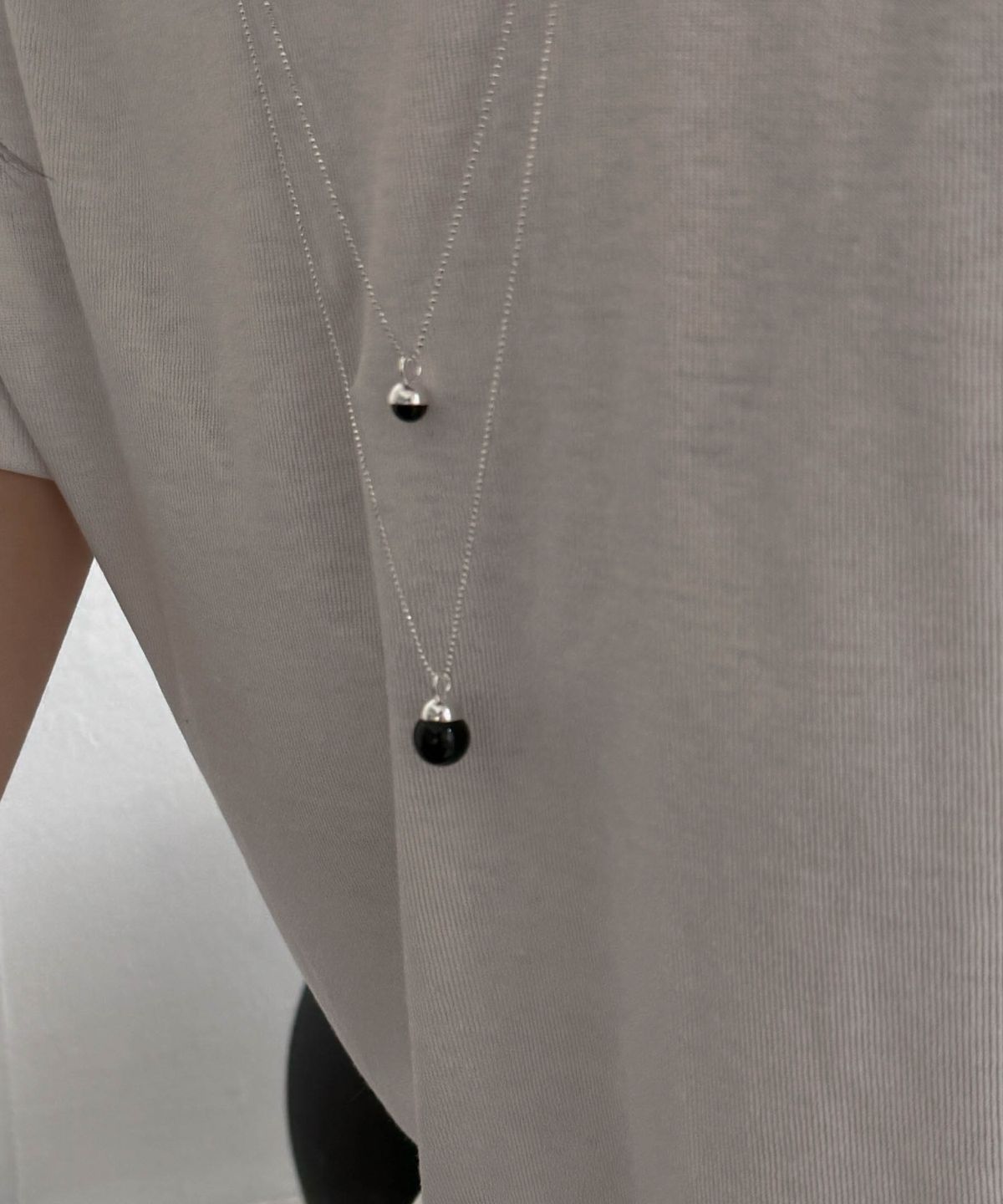 바라두(BARADU) 925 Onyx ball pendant long necklace