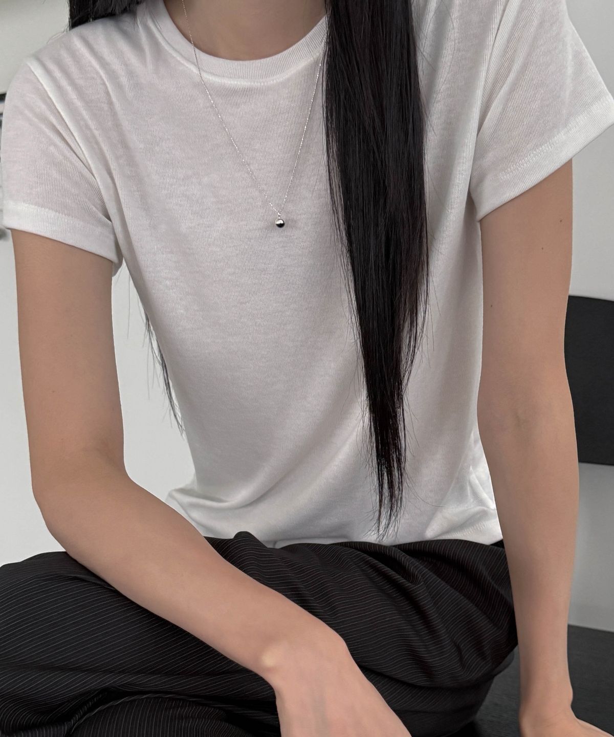 바라두(BARADU) 925 Onyx ball pendant long necklace