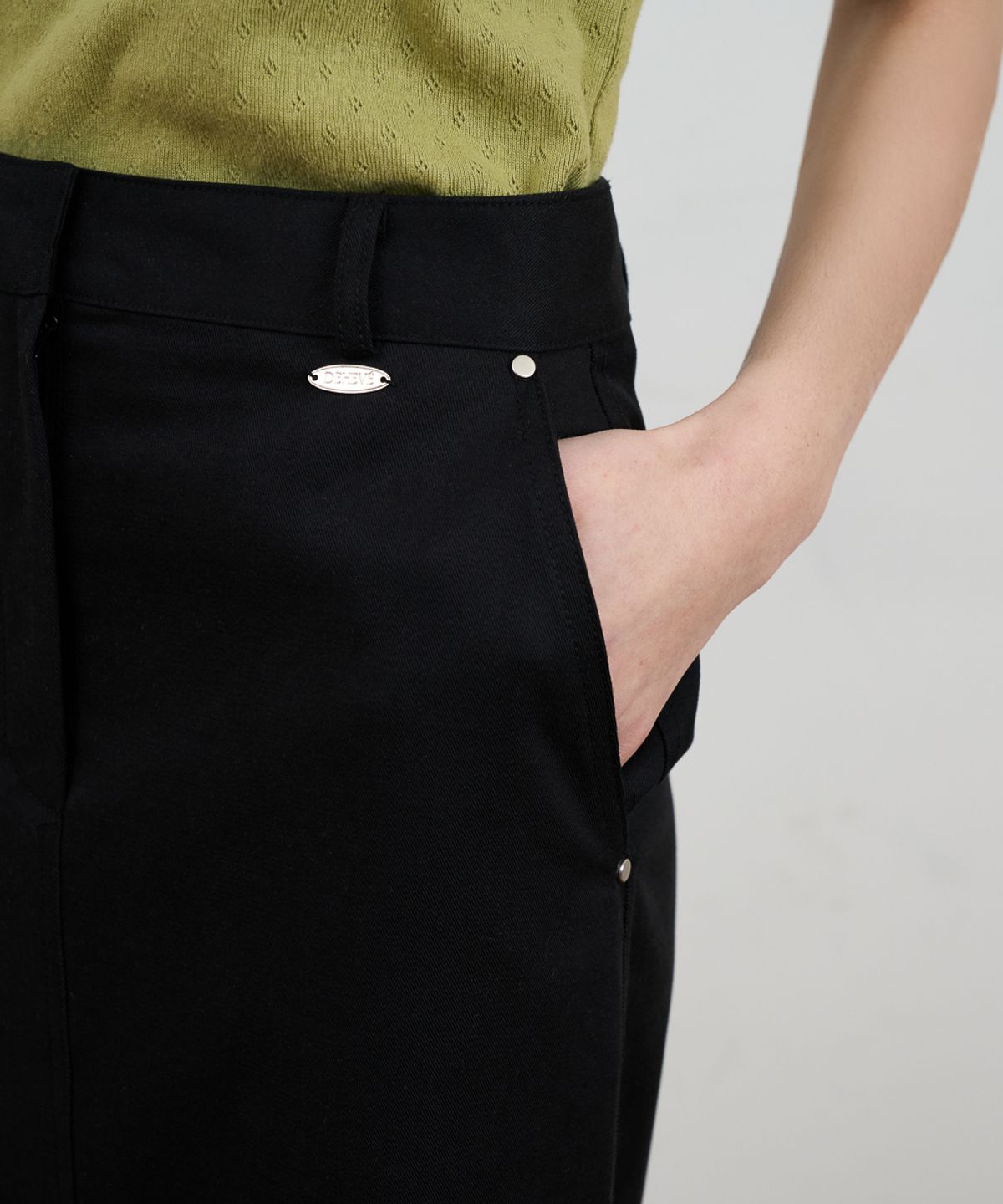 드헤베(DEHEVE) Minimal Cotton Long Skirt [Black]