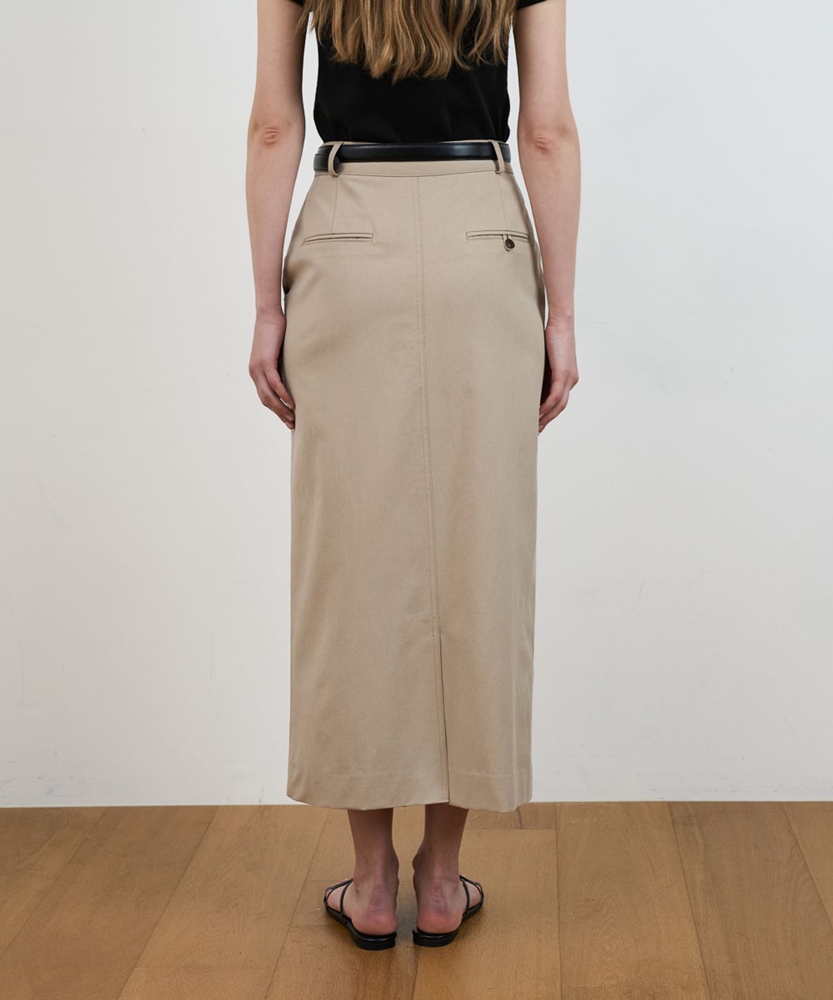 드헤베(DEHEVE) Minimal Cotton Long Skirt [Beige]